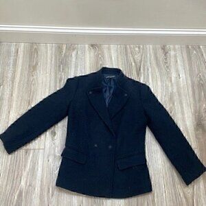 Vince Boucle double breasted blazer coat  size 6 flawed in navy blue women